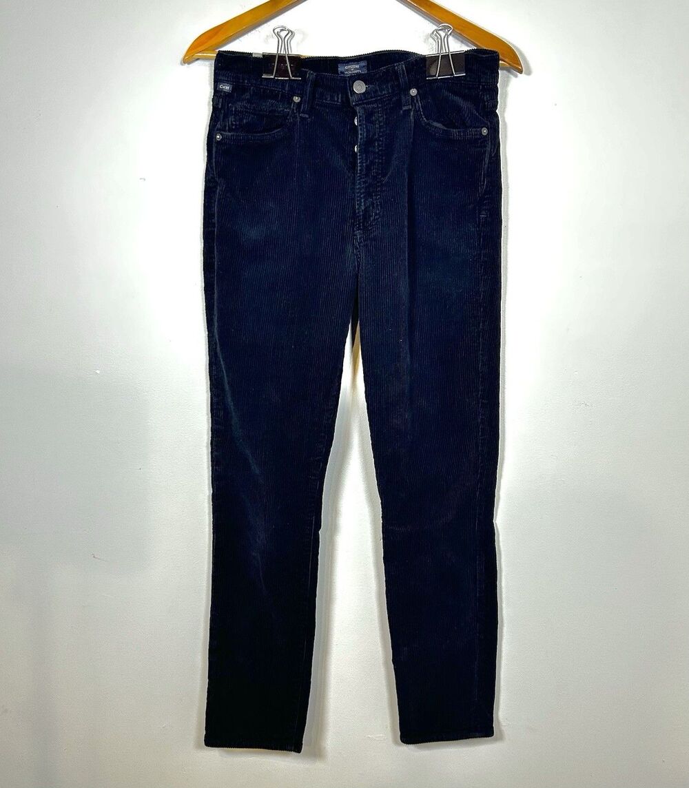 Citizens of Humanity Olivia High Rise Slim Ankle Black Corduroy Pants‎ Womens